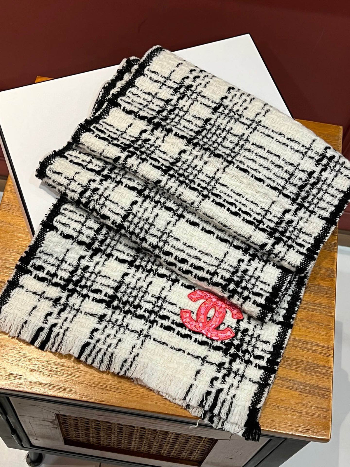 CC Scarf 185 CM White With Black Stripes Cashmere  422920