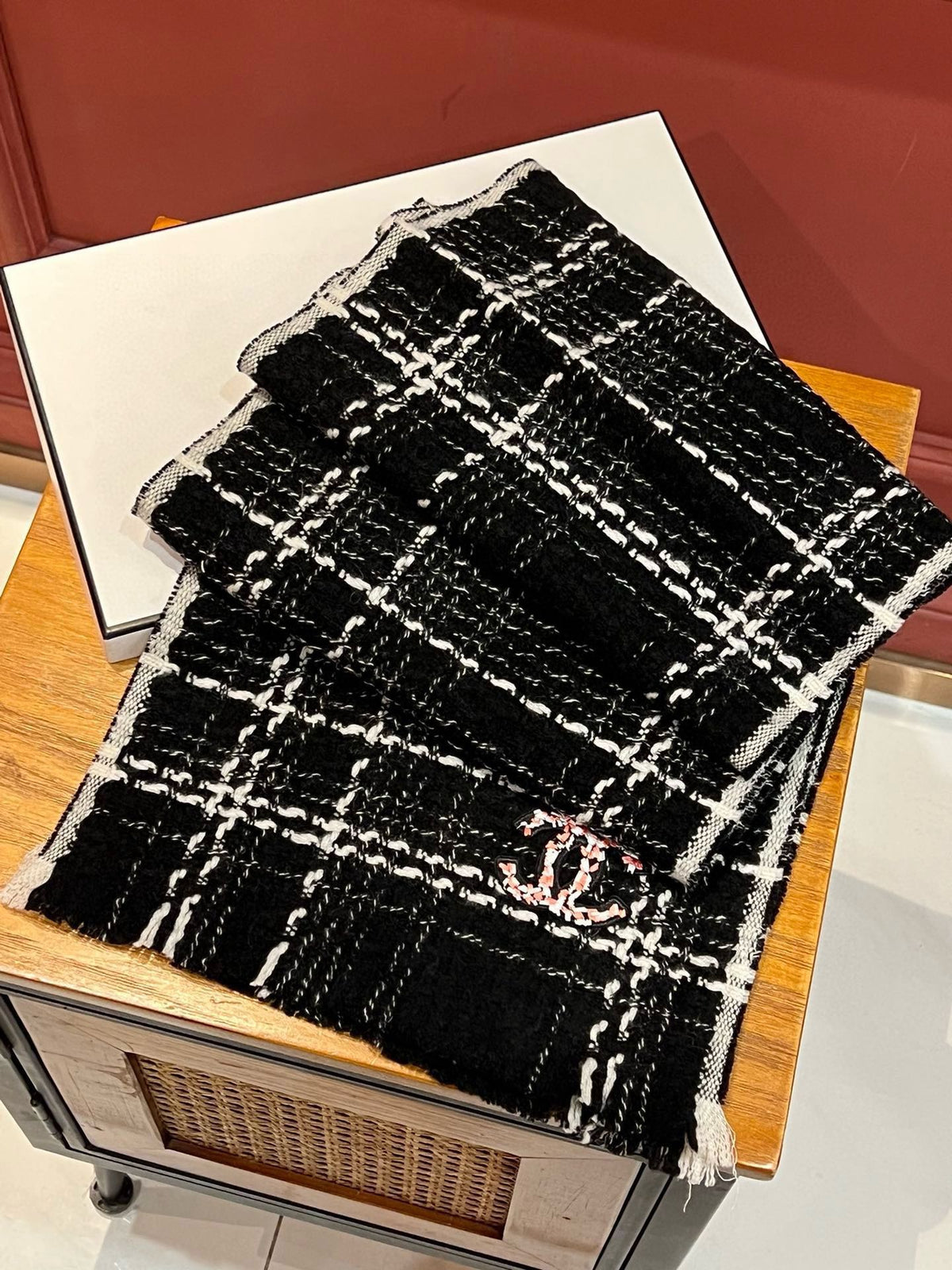 CC Scarf 185 CM Black With White Stripes Cashmere  422921