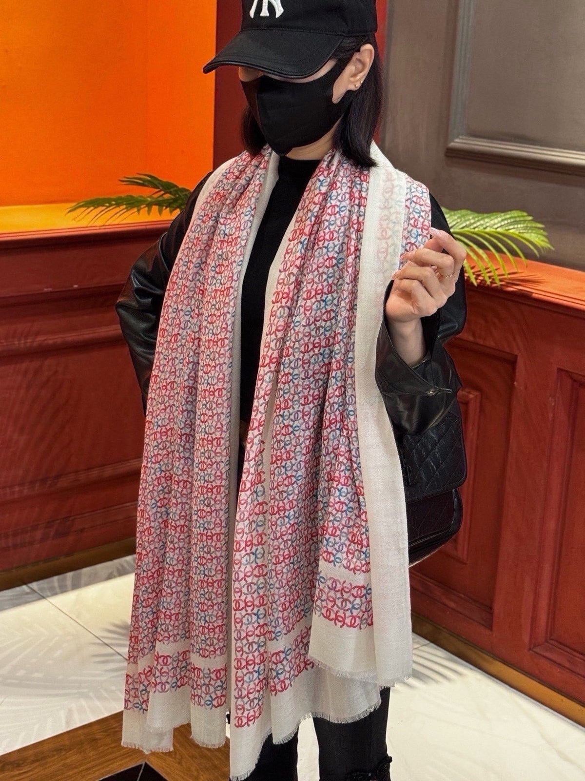 Chanel 2026 Double-C Monogram Scarf 200cm Colorful Cashmere 211958