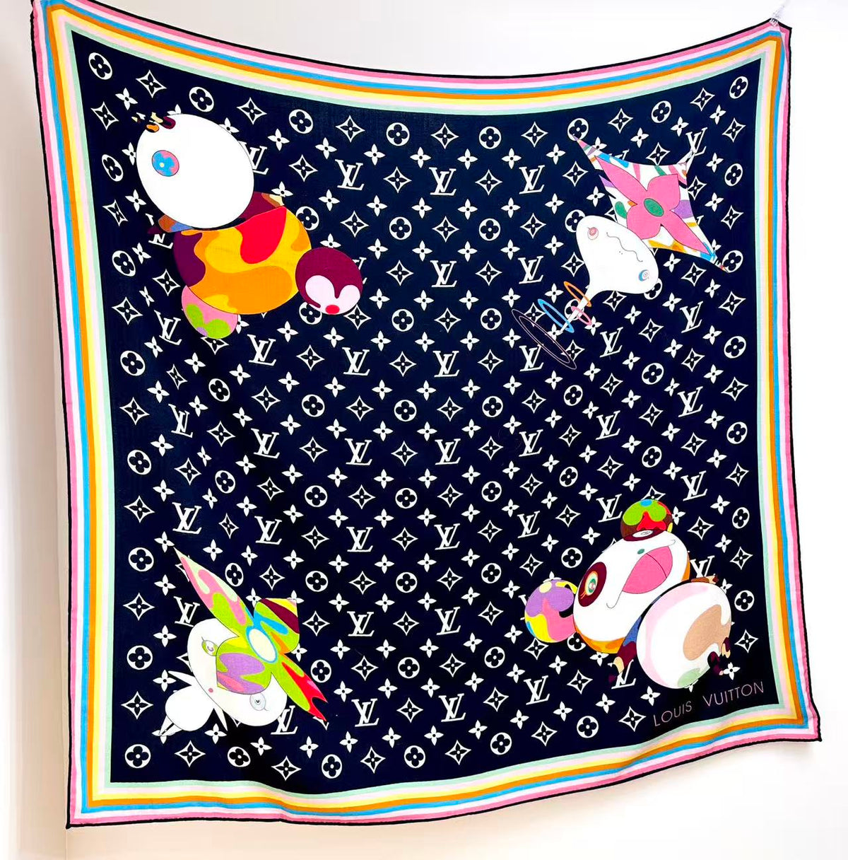 LV x TM SUPERFLAT 140cm Black Multicolor Silk Wool 978740