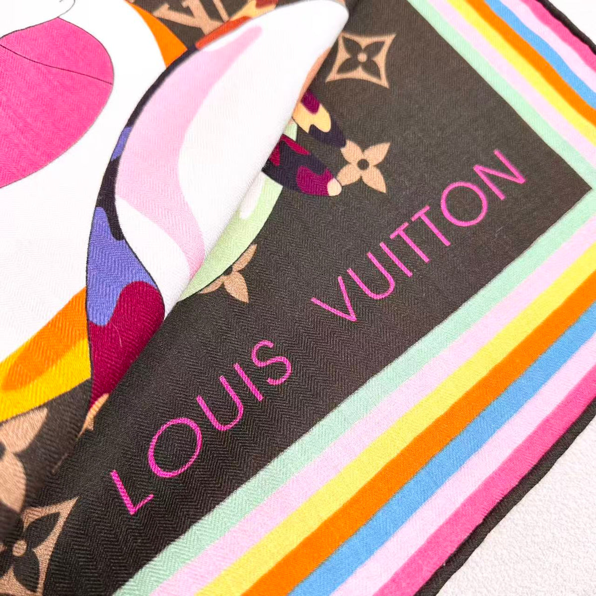 LV x TM SUPERFLAT 140cm Brown Multicolor Silk Wool 978741