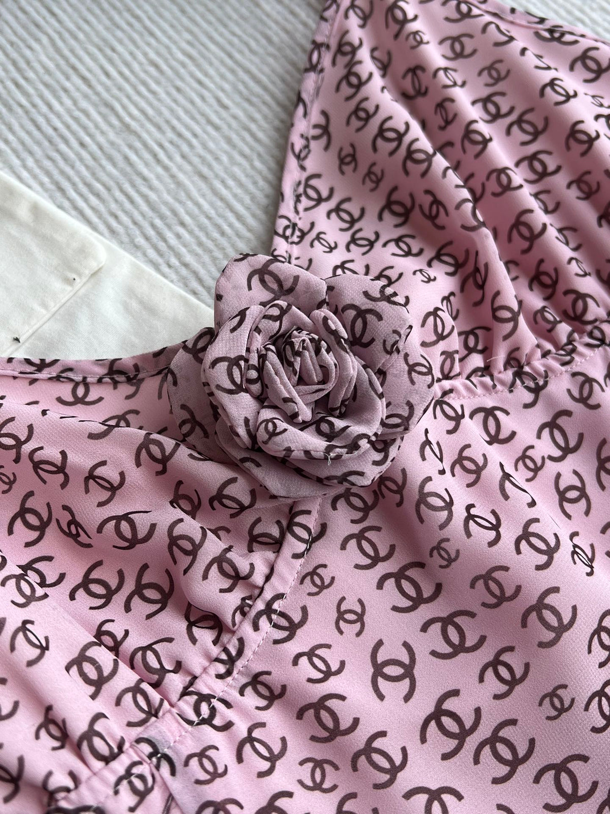 CC Suspender Dress Pink Polyester Linen