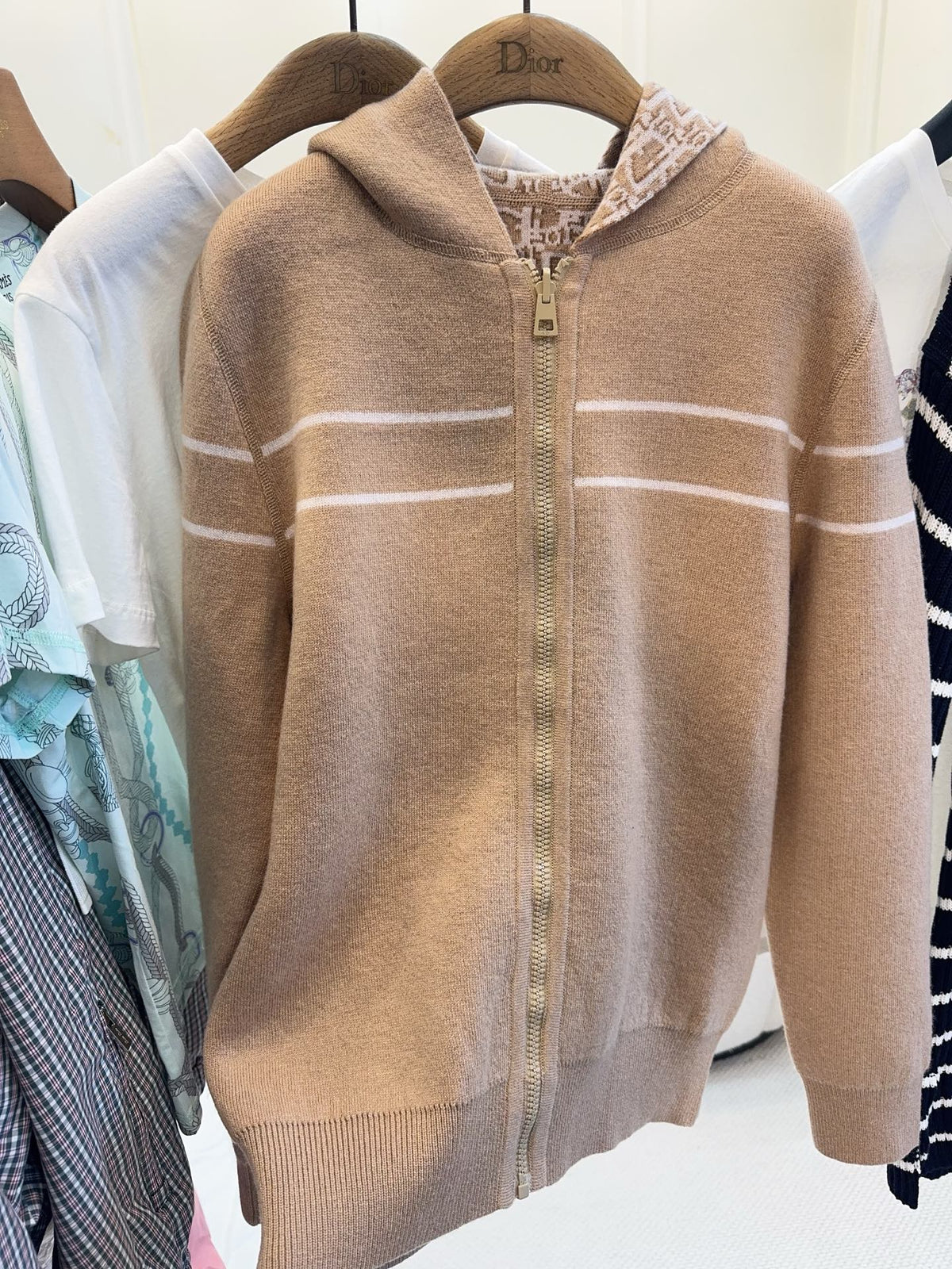 CD 25 Hooded Jacket Nude Beige 2 Sides Cashmere
