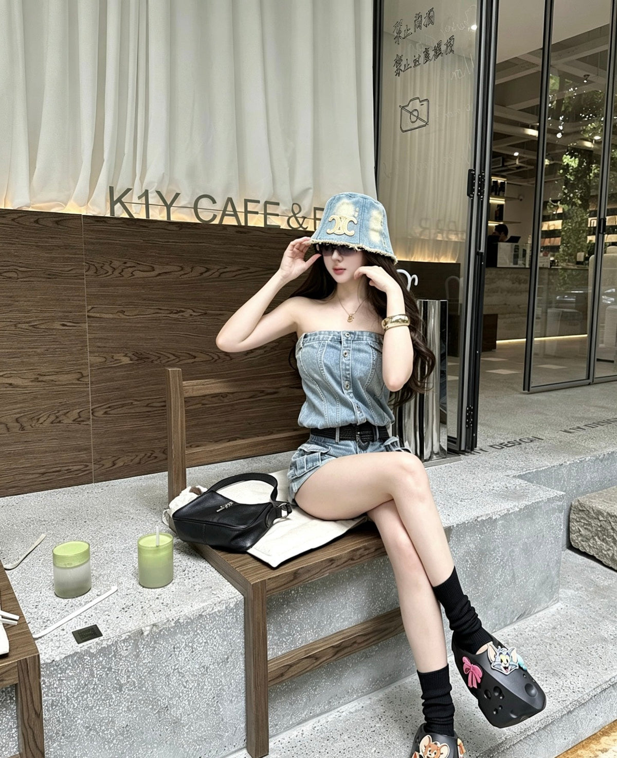 Celine Denim Bucket Hat With Embroidered Triomphe Logo 212952