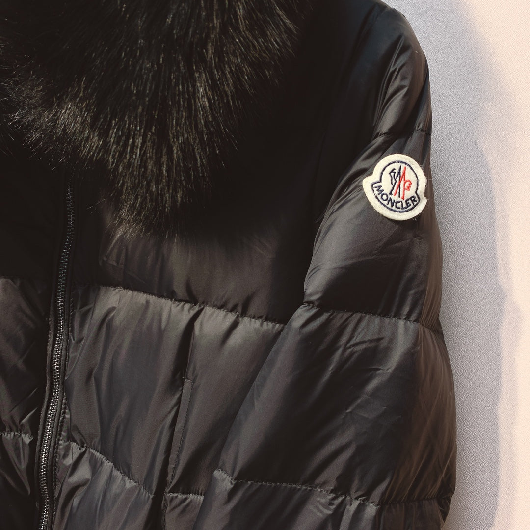 Moncler 25 Long Down Jacket With Rabbit Fur Collar 289112