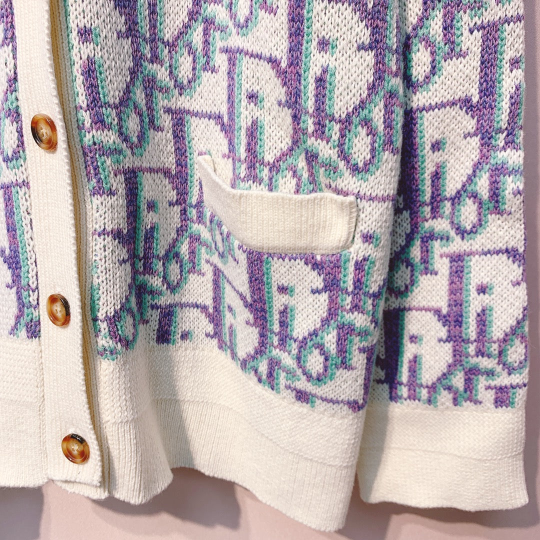 CD 25 Cardigan Cream Purple Wool 296065