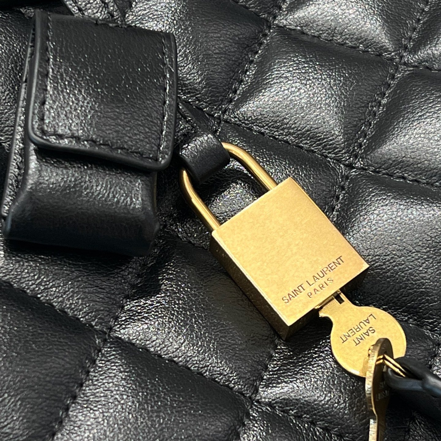 YSL Travel Bag 59 Black Quilted Calfskin Leather Gold Hardware