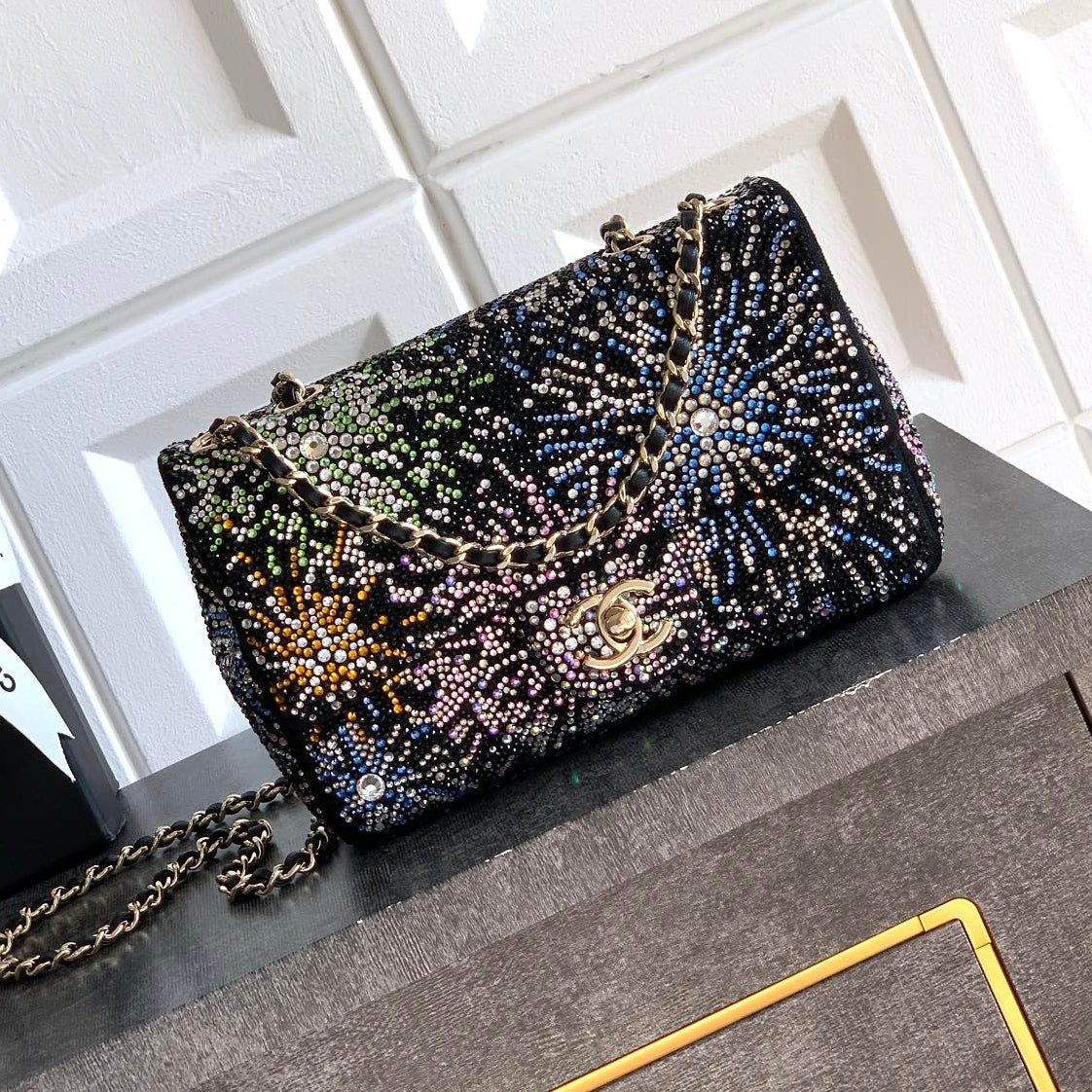 Chanel 2026 Evening Bag 20cm Black Mix Colors Strass Leather
