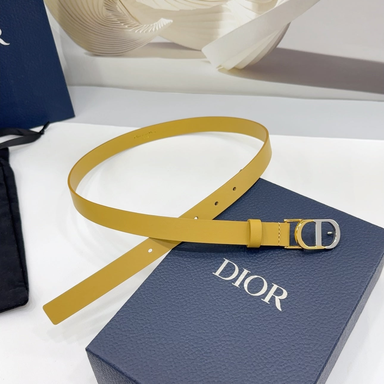 Dior 2026 Two-Tone Buckle Belt 20mm Leather 186140