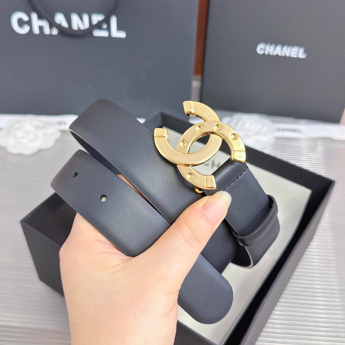 Chanel 2026 Double C Buckle Belt 30mm Cowhide 211912