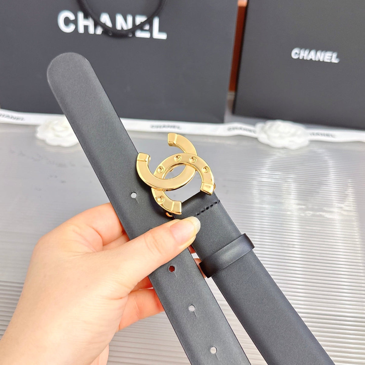 Chanel 2026 Double C Buckle Belt 30mm Cowhide 211912
