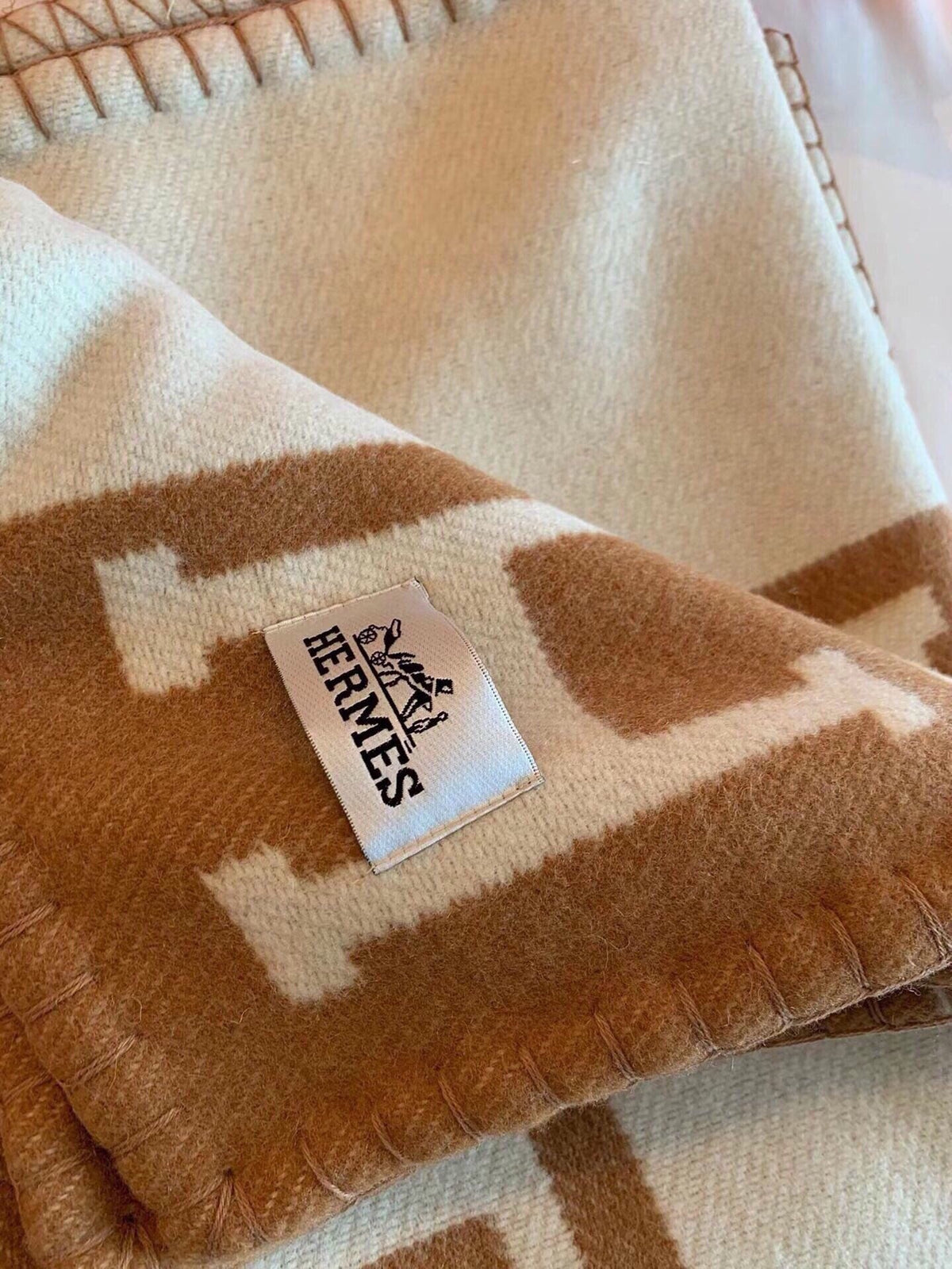 HM Blanket Brown White Wool Cashmere