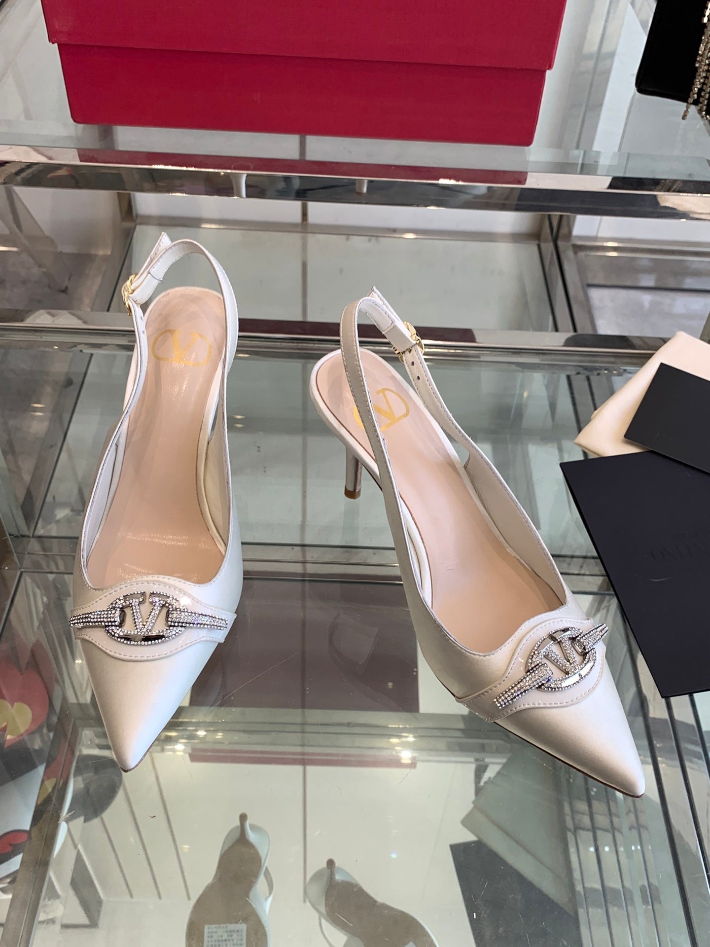 VT 25 High Heels Slingbacks White Cowhide 292351
