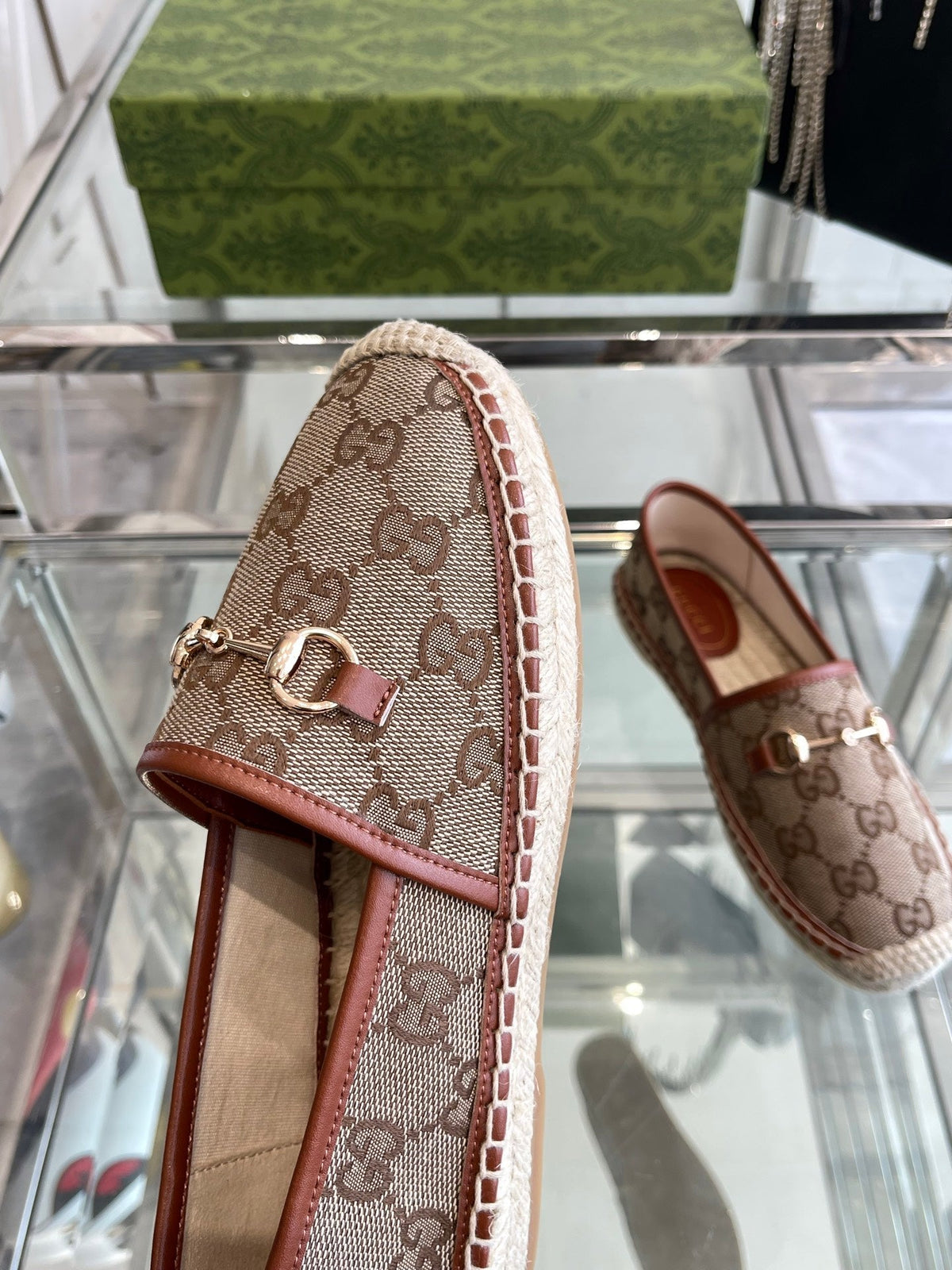 GC 2025 Espadrille With Horsebit Beige and Dark Brown Canvas 292317