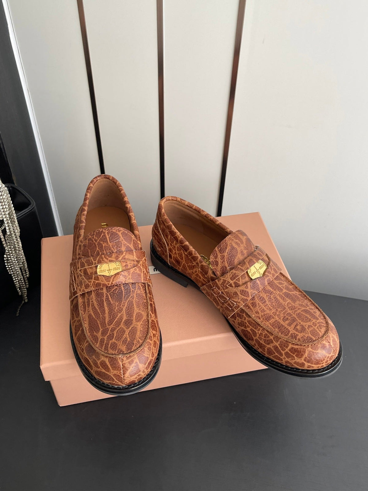 MIU 26 Casual Loafers Brown Calfskin 631627