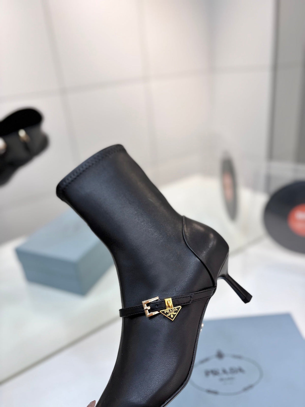 Prada 2026 Pointed Toe Boots 55mm Sheepskin 166180