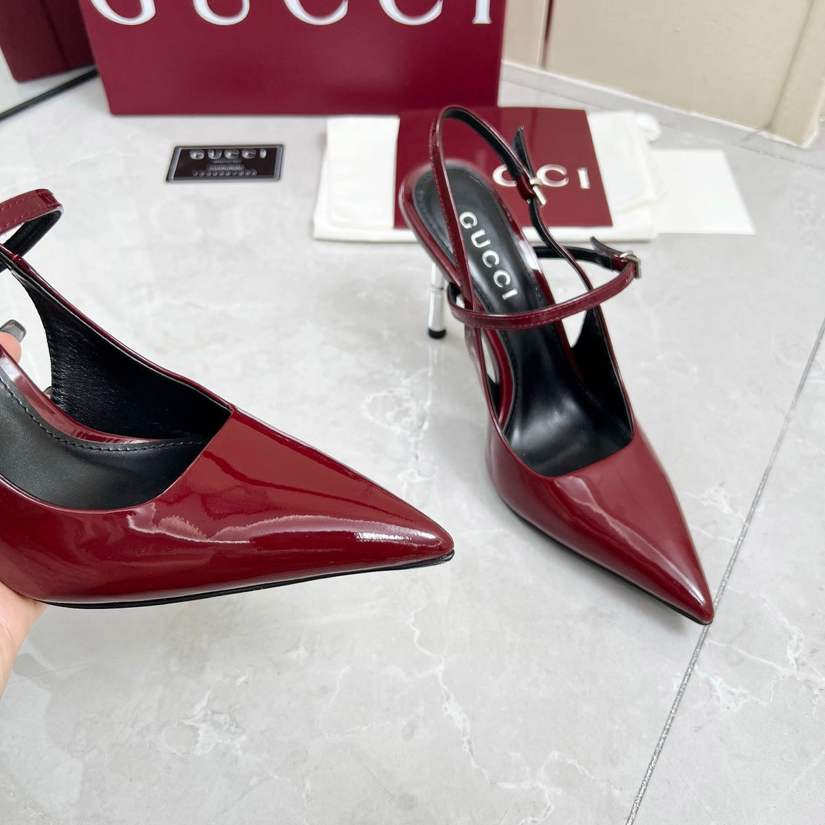 GC 25 Heeled 95mm Slingback Pump Red Patent Leather 293868