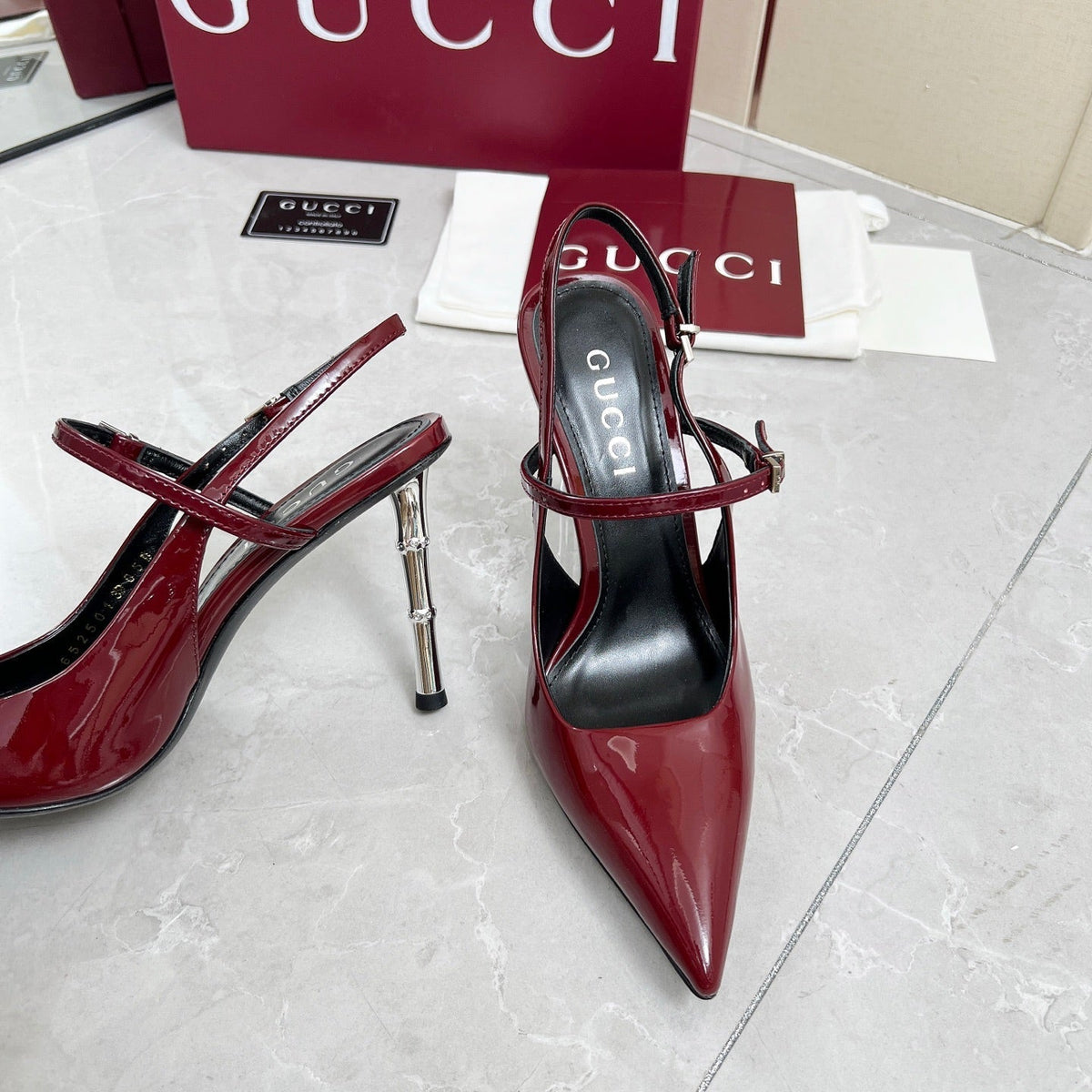 GC 25 Heeled 95mm Slingback Pump Red Patent Leather 293868