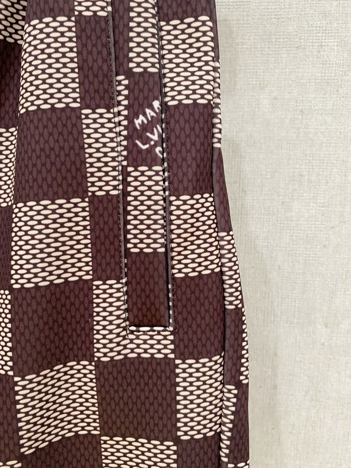 LV 26A Men's Casual Shorts Pants Burgundy Cream Polyester Cotton 406022