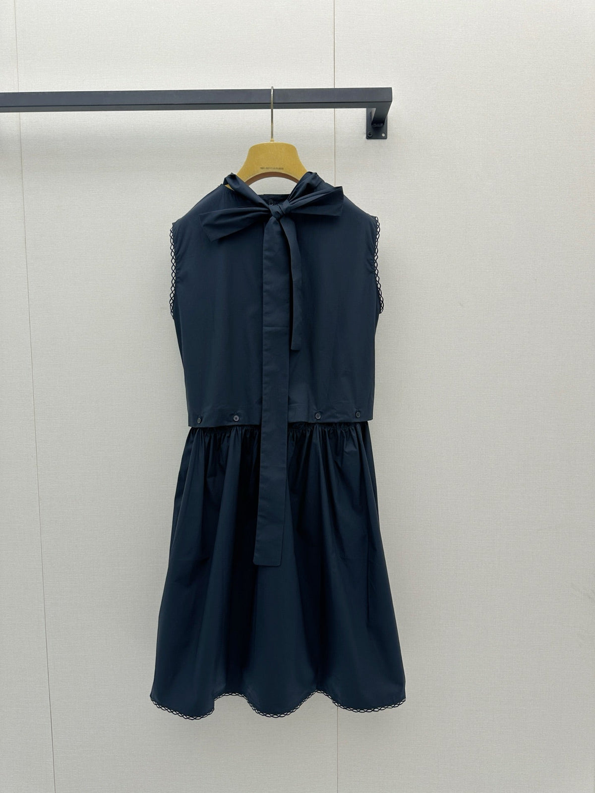 MiuMiu 2026 Sleeveless Dress Navy Green Cotton 648450