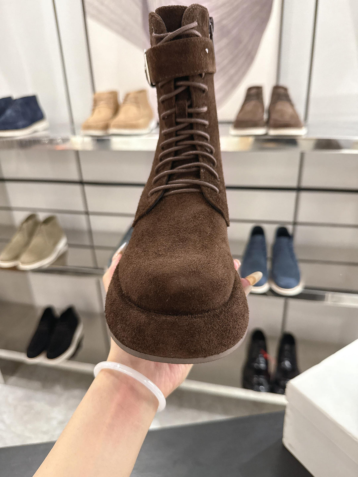 The Row 2025 Lace-up Boot Brown Suede 543370