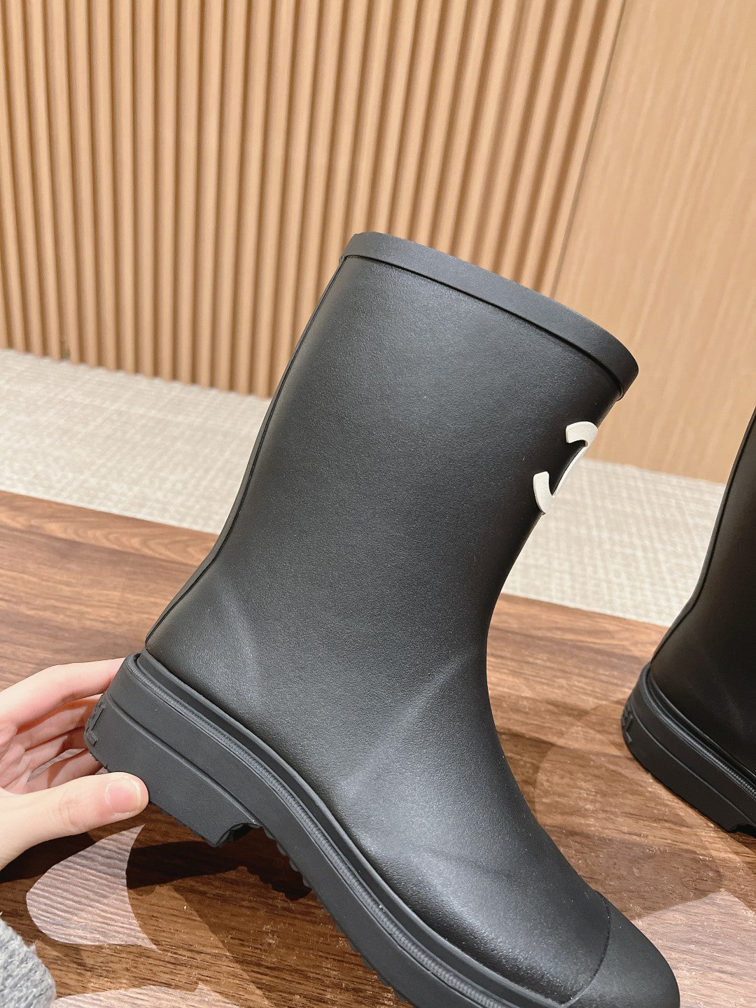 CC RAIN BOOTS BLACK TPU WITH WHITE LOGO