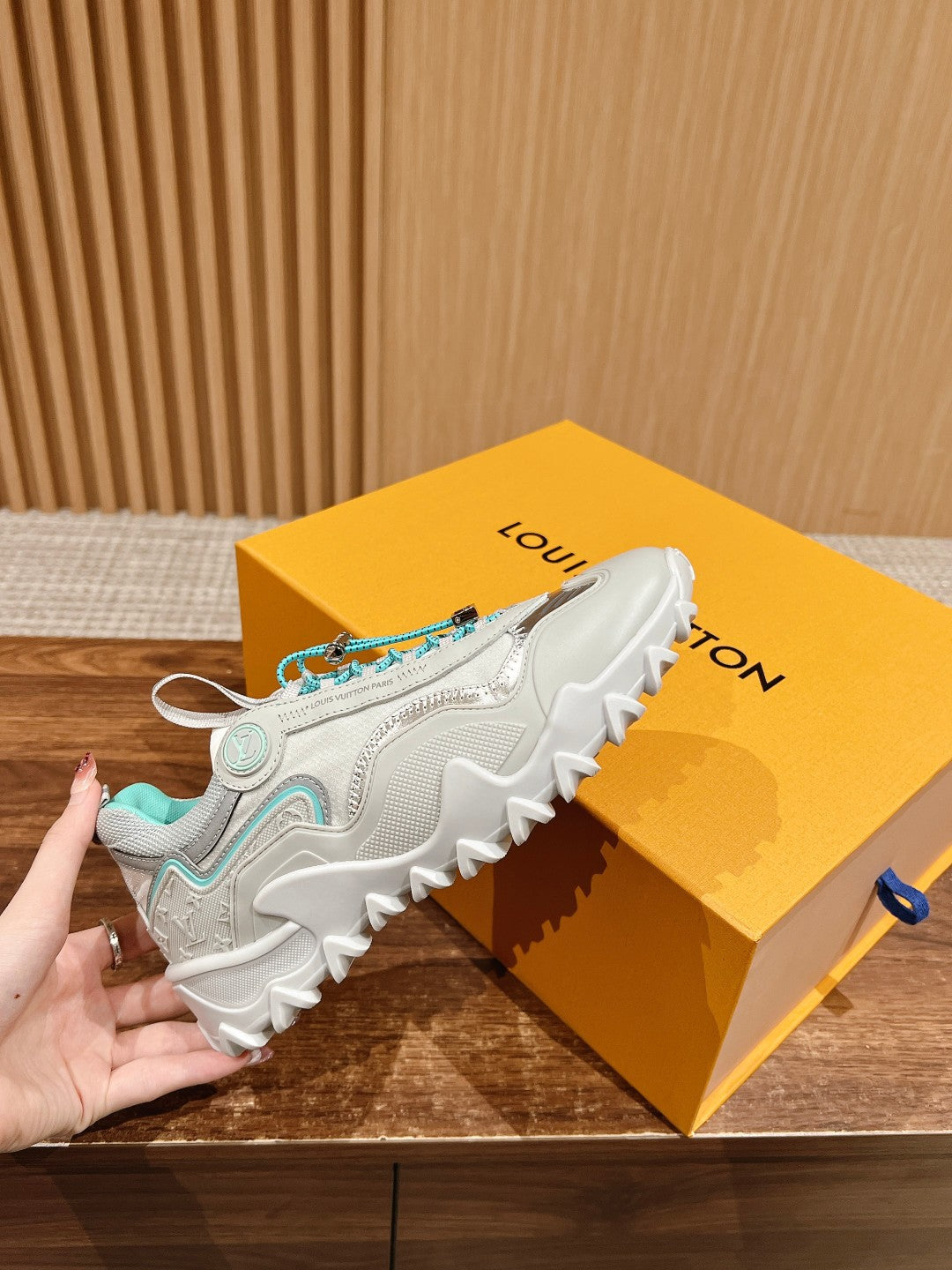 LV Rush Sneaker White Mix Green Cowhide