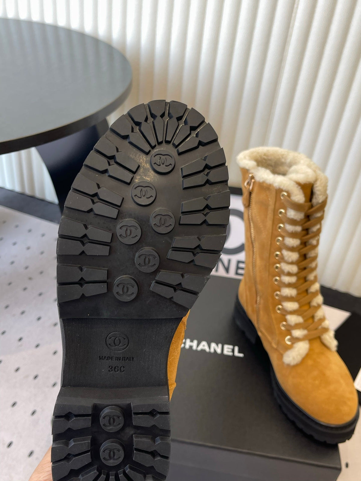 Chanel 2026 Quilted Lace Up Ankle Boots Suede Wool Leather 190006