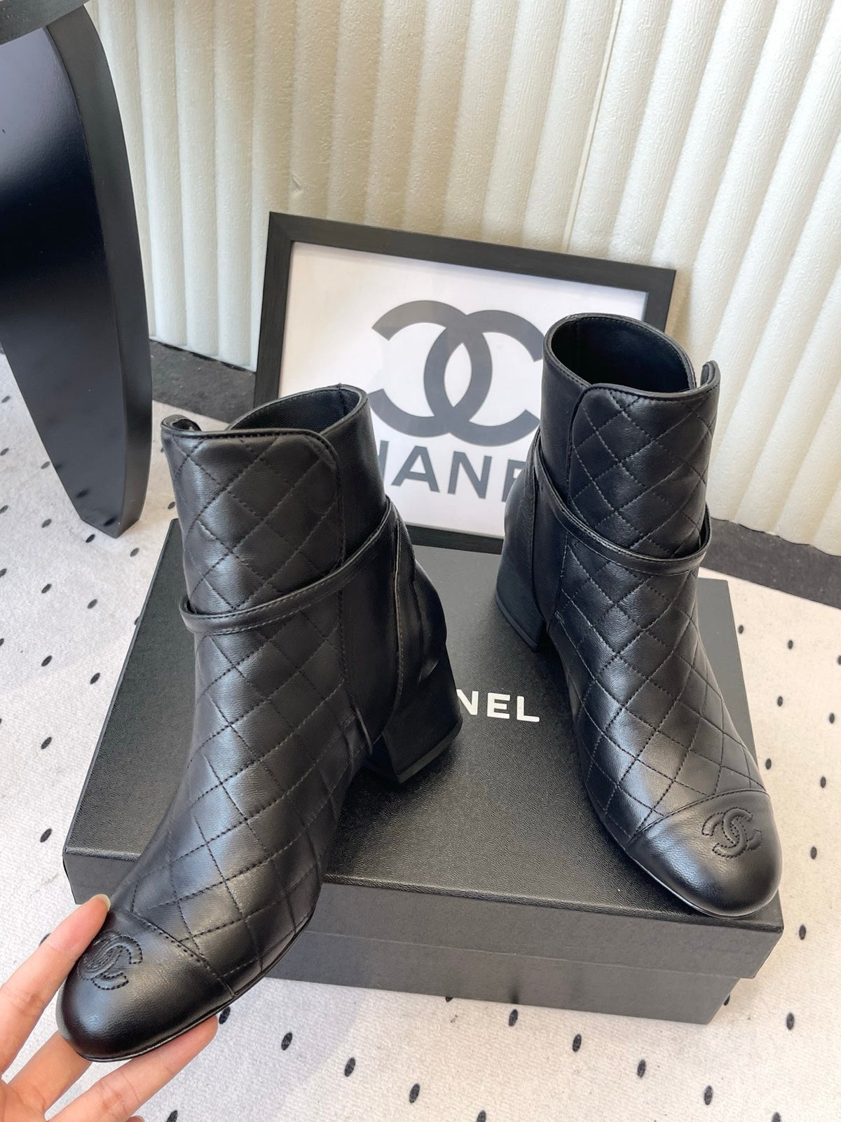 Chanel 2026 Buckle Straps Quilted Ankle Boots 50mm Leather 190012