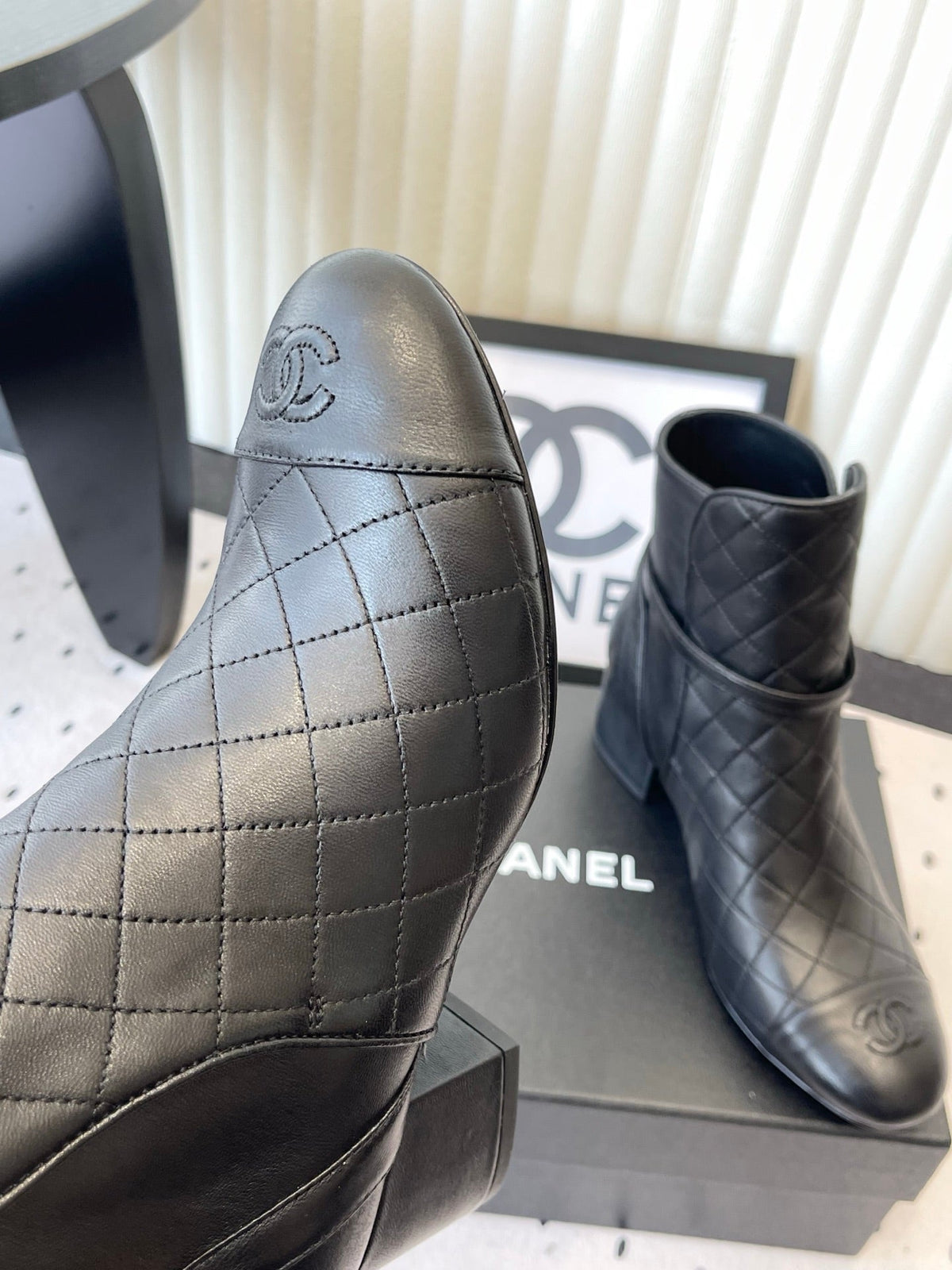 Chanel 2026 Buckle Straps Quilted Ankle Boots 50mm Leather 190012