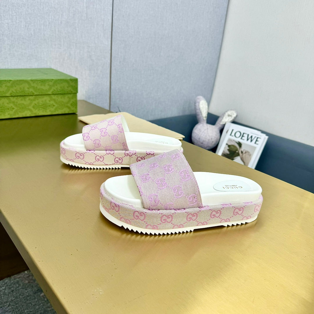 GG PLATFORM SLIDE SANDAL PASTEL PINK CANVAS