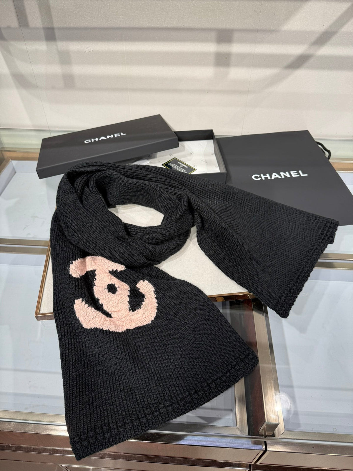 Chanel 2026 CC Logo Scarf 190cm Wool 197275