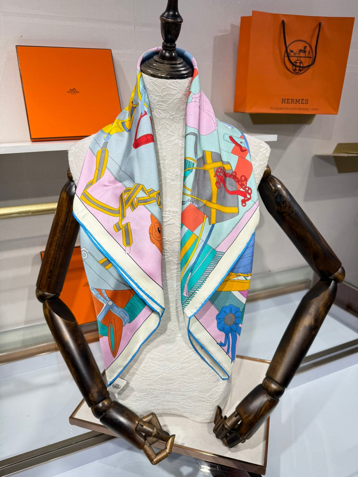 Hermès 2026 Pêle-Mêle Scarf 90cm Colorful Silk 218413