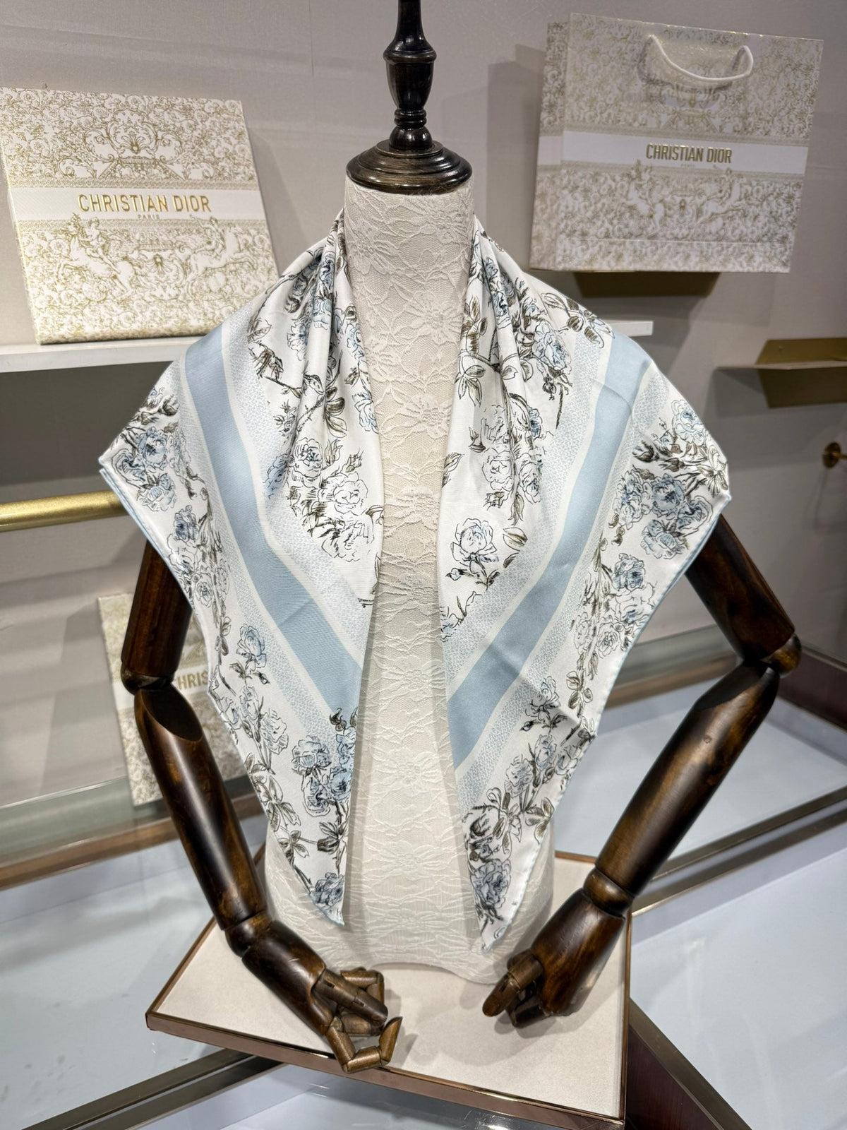 Dior 2026 Floral Scarf 90cm Silk 203695