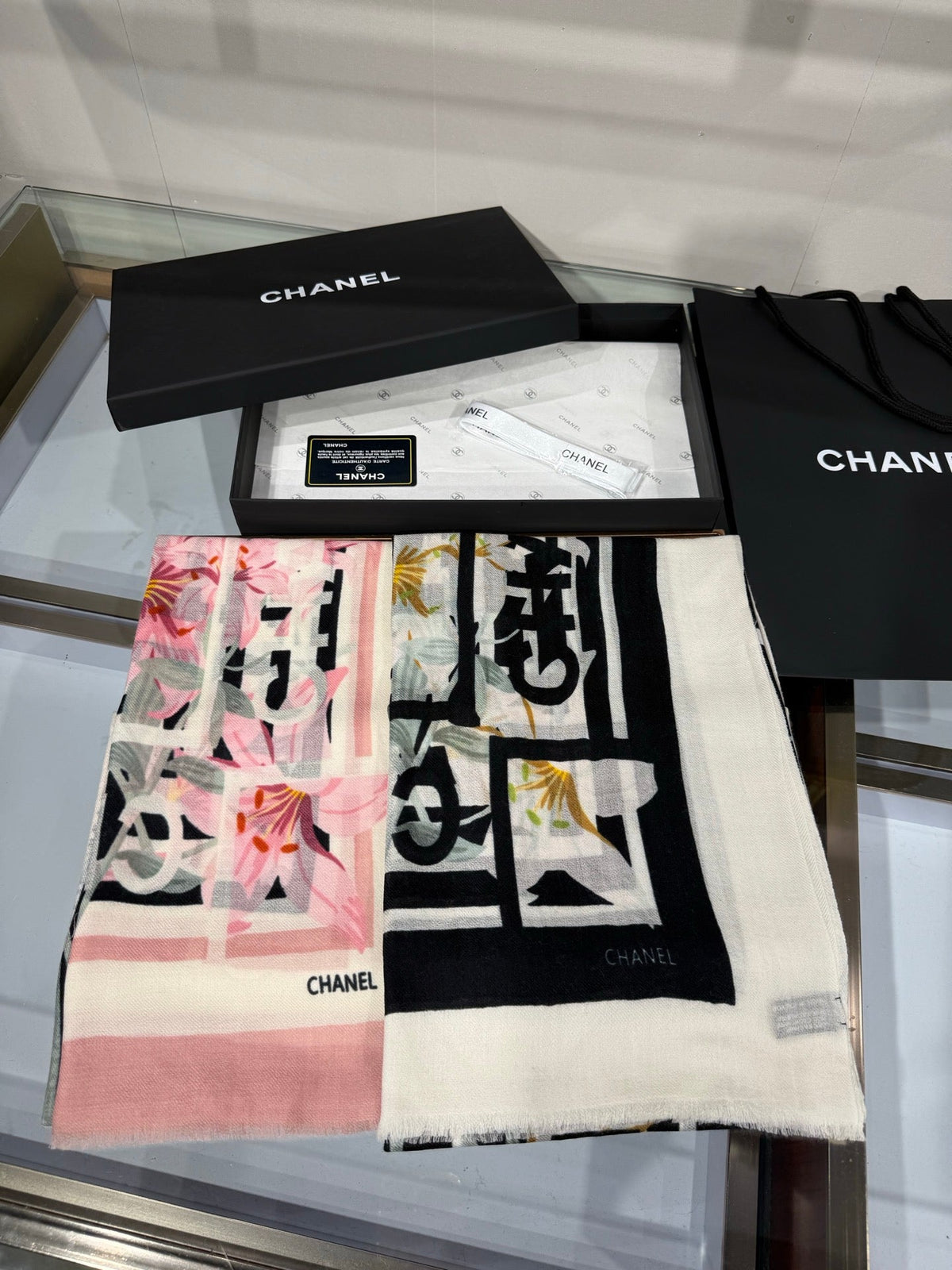 Chanel 2026 Architectural Motif Scarf 200cm Cashmere 213271