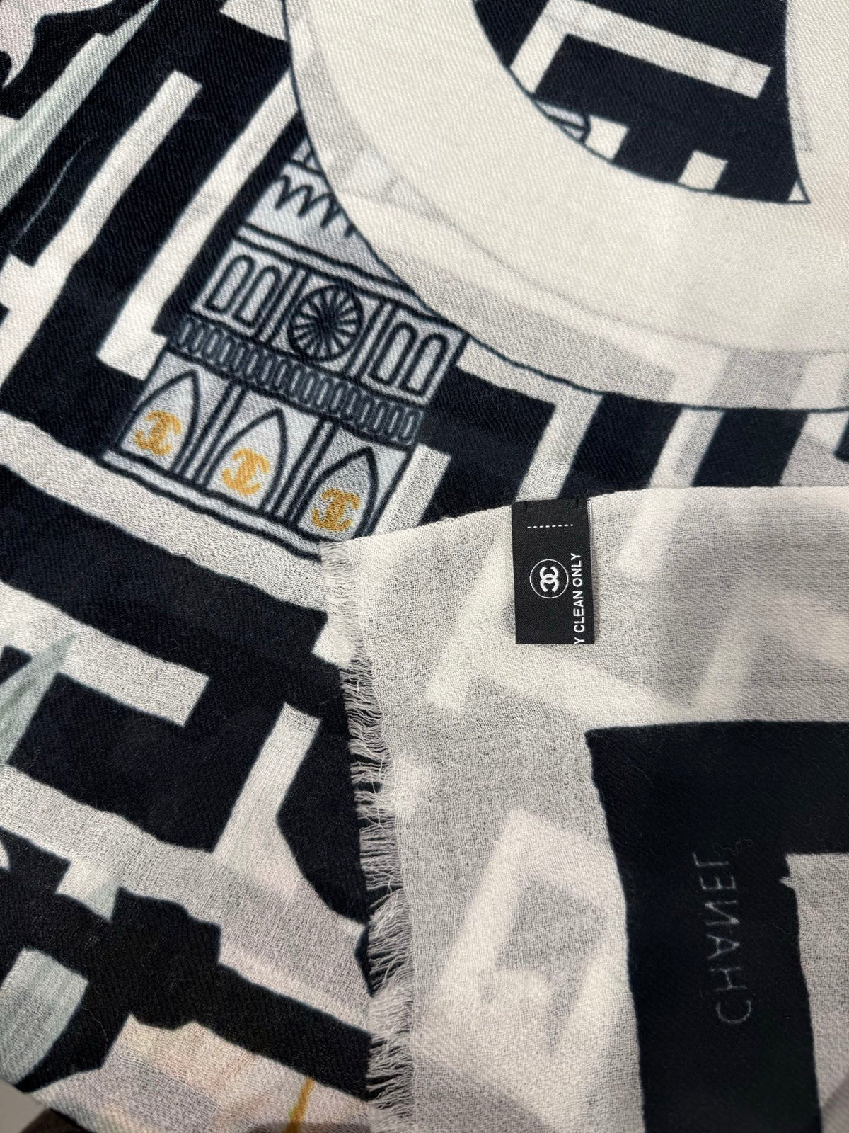 Chanel 2026 Architectural Motif Scarf 200cm Cashmere 213271