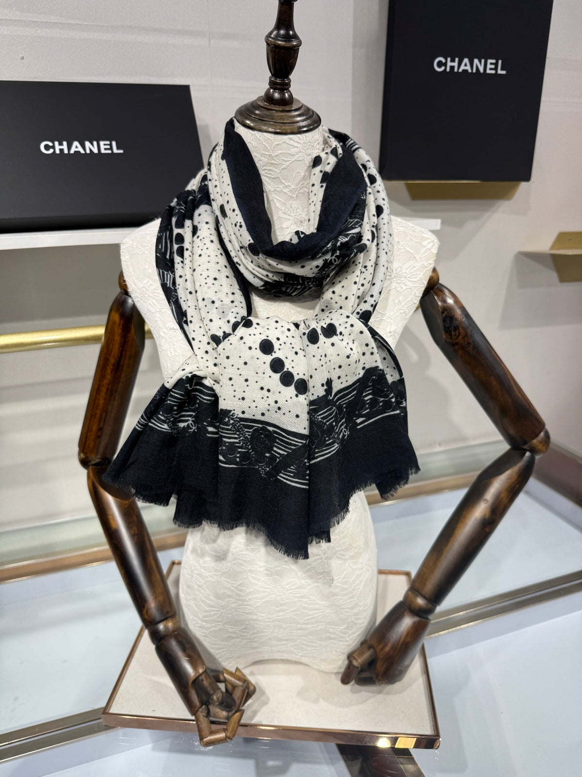 Chanel 2026 Logo Long Scarf 200cm Cashmere 213276