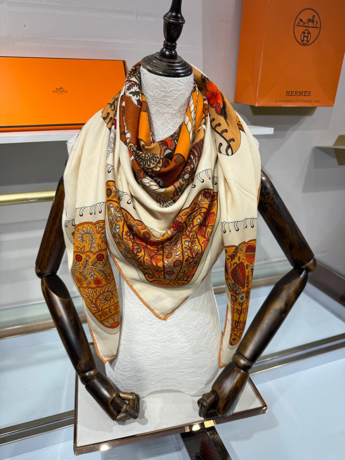 Hermes 2026 Selle de Collection Shawl Scarf 140cm Cashmere Silk 216920