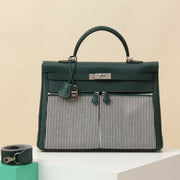 High-end Hermes 2026 Kelly Lakis Bag 35cm Swift Leather Canvas