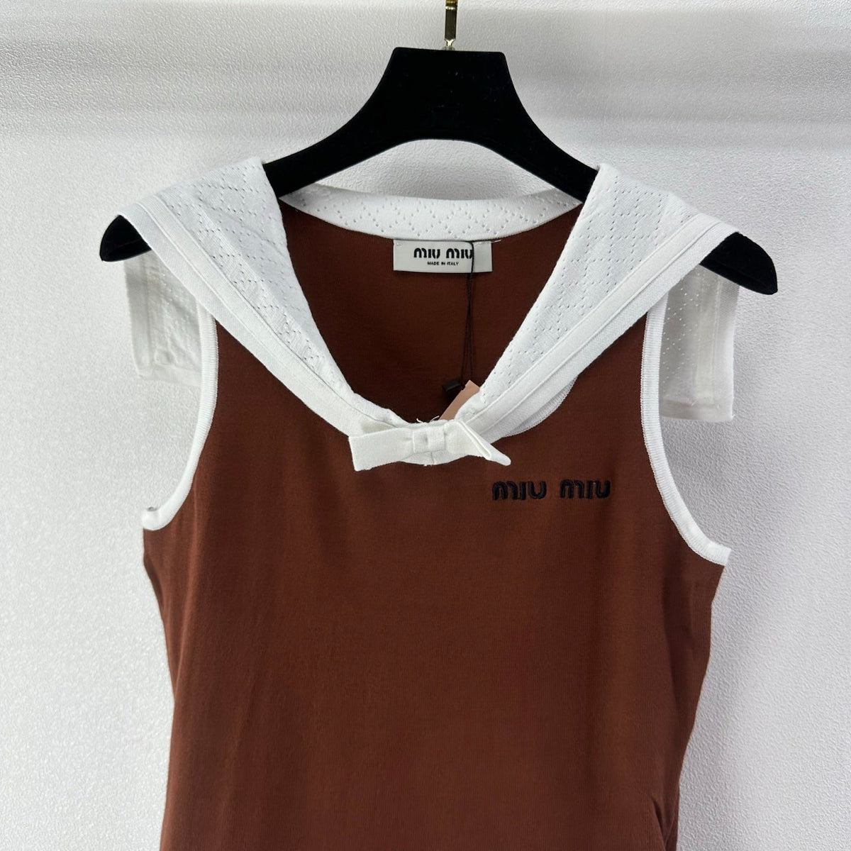 Miumiu 2026 Sailor Collar Bow Short-Sleeve Cotton 395594