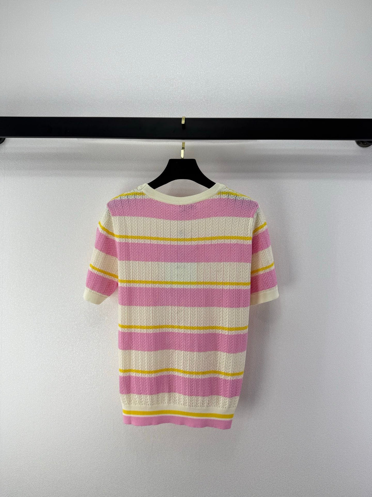 Chanel 2026 Striped Short-sleeve Top Cotton Wool Cashmere 395495