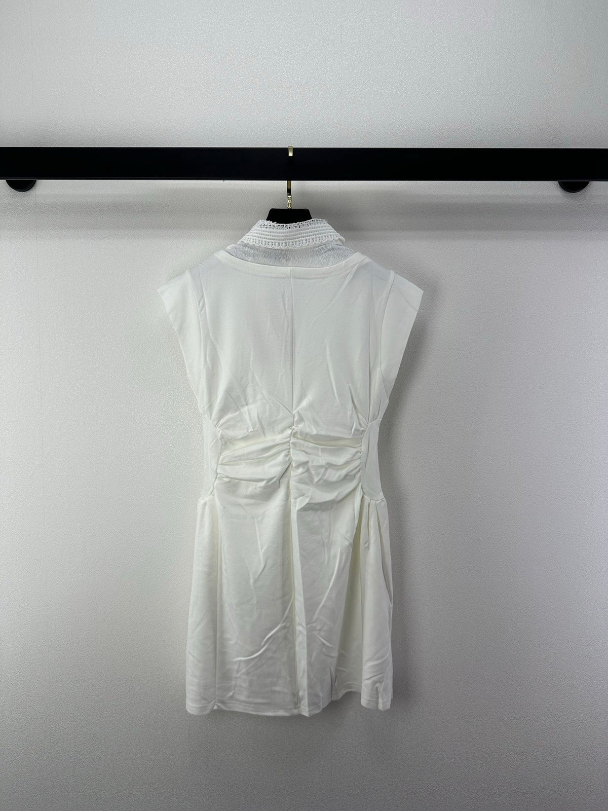 Miumiu 2026 Lace Short-sleeved Dress White Cotton 395700
