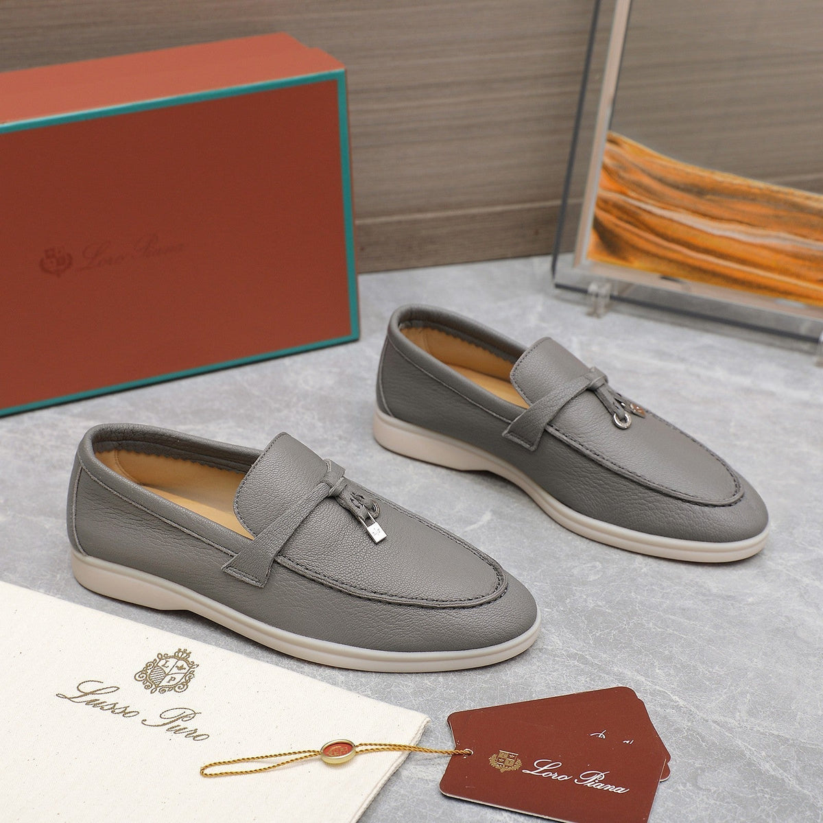 LP SUMMER CHARMS WALK LOAFERS LIGHT GRAY LAMBSKIN