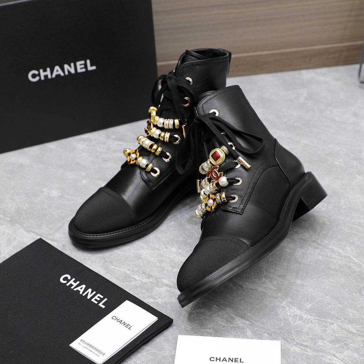 CC Ankle Boots 30mm Black Plain Cowhide