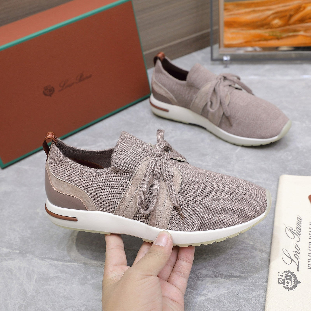 LP lady Flexy Walk  Sneaker Pink Wool And Calfskin 310454