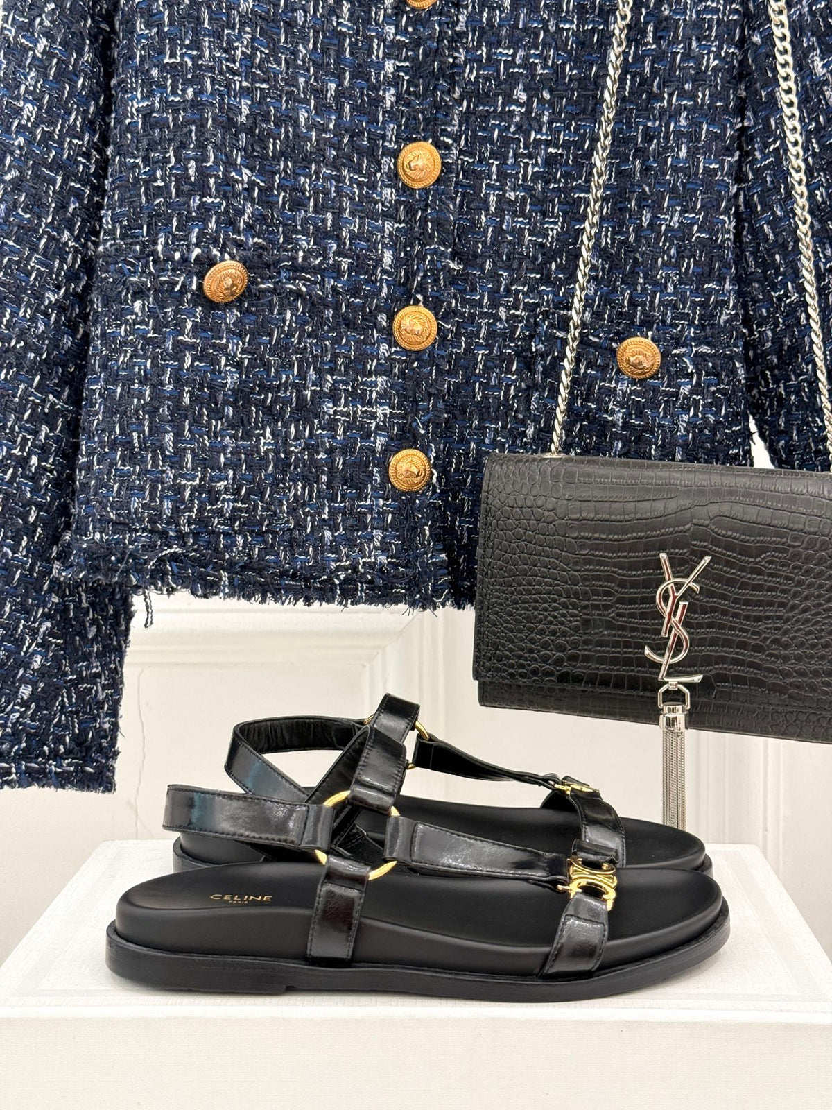 CELINE Maud Sandal Black Leather 285904