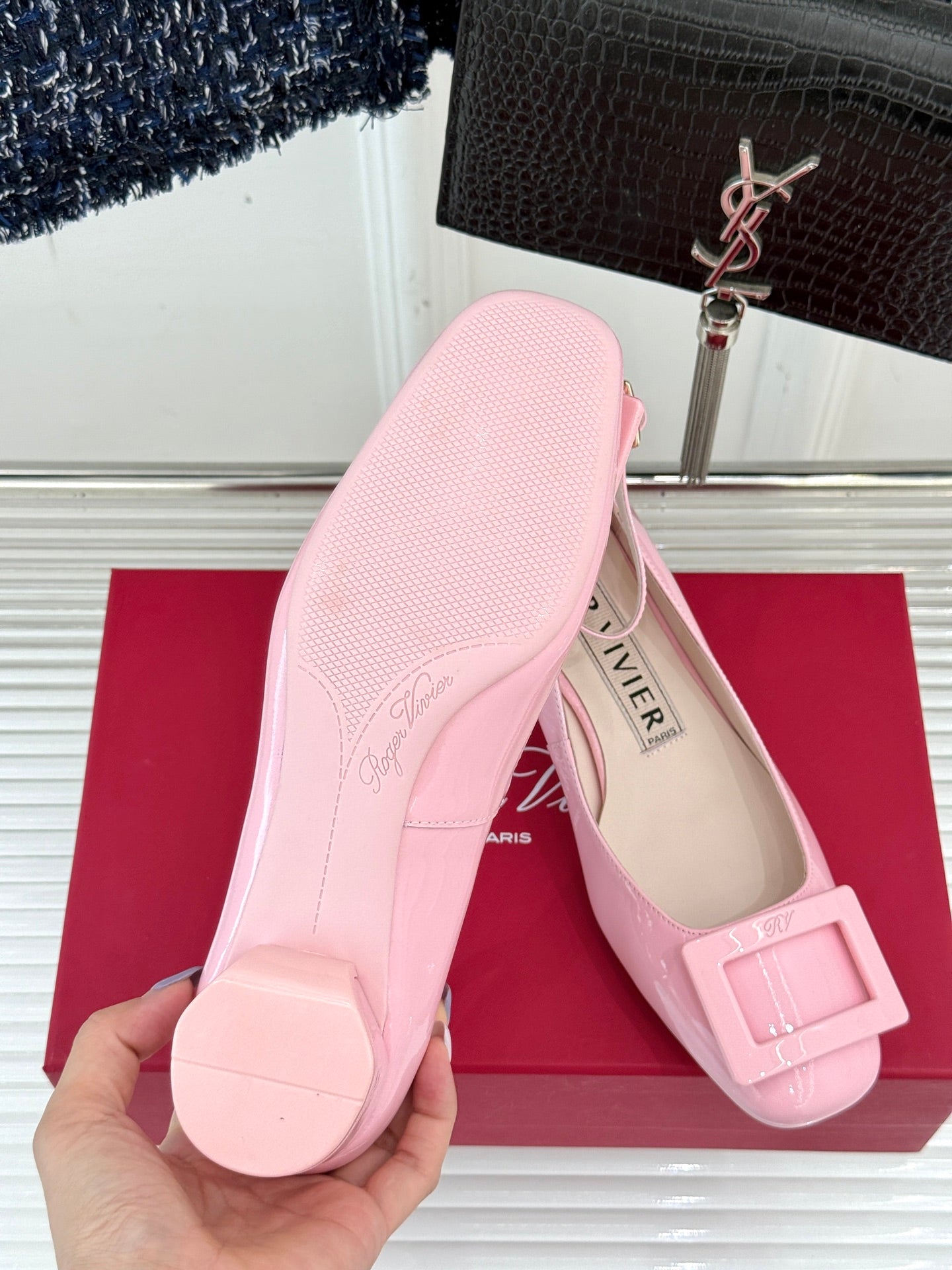 Viv Square Buckle Mary Jane Pink Fetal Cowhide 286705