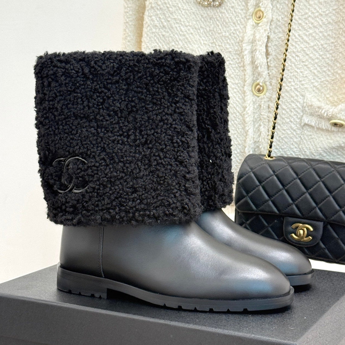 Chanel 2026 Ankle Boots Suede Leather Wool 188554