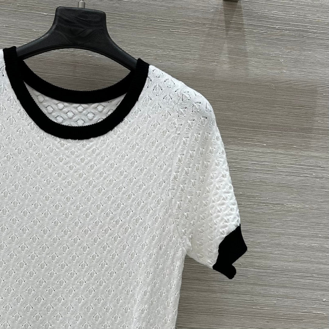 Gucci 25 Knitted Round Neck Short-sleeved Dress White Viscose