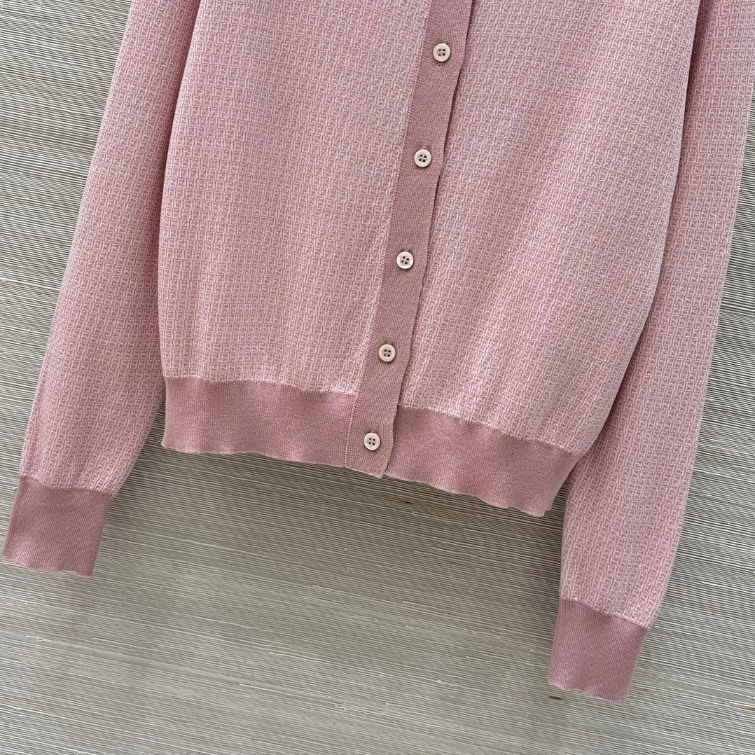Fendi Knitted Cardigan Top Pink Wool